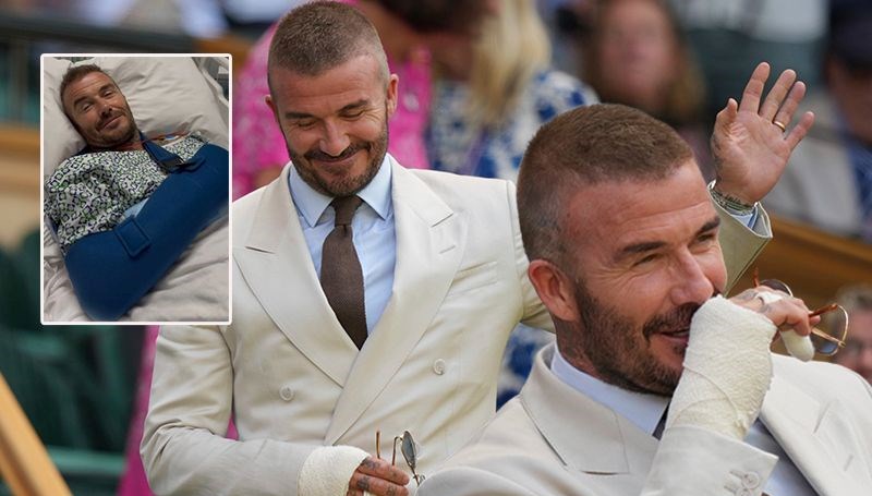 Hastane Çıkışı Tenis Arenası: Eli Sargılı Beckham Wimbledon Sahasında!