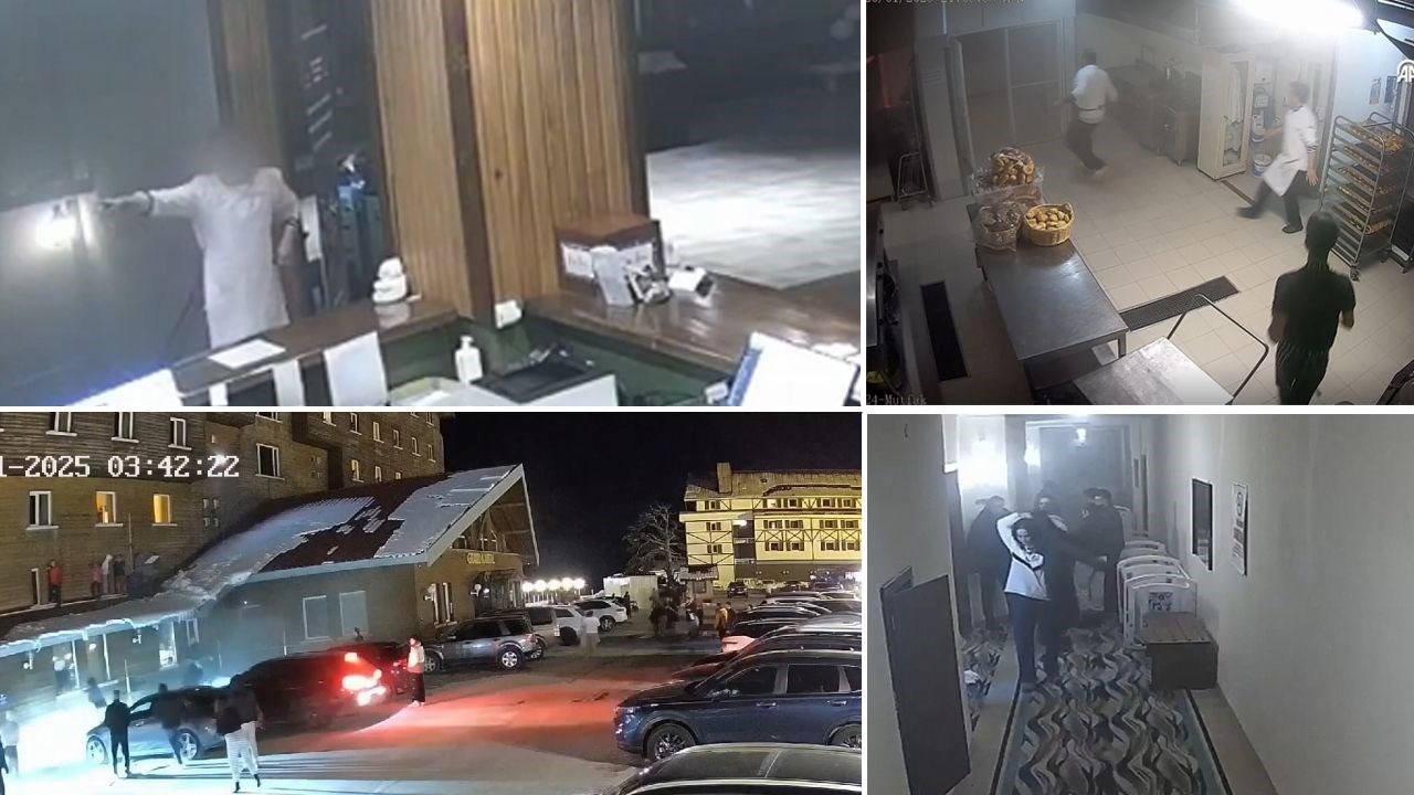 Kartalkaya'daki Yangın Anı: Kaçış anları kamerada!