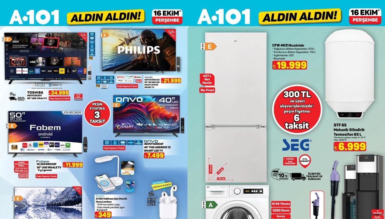 A101'de 16 Ekim 2025'te heyecan verici fırsatlar: 65 inç HD televizyon, kablosuz şarj istasyonu ve daha fazlası!